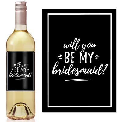 Black and White Bridesmaid Wine Label