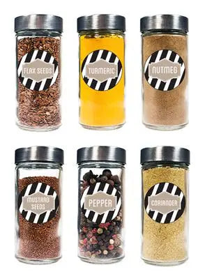 Black and White Stripes Spice Labels