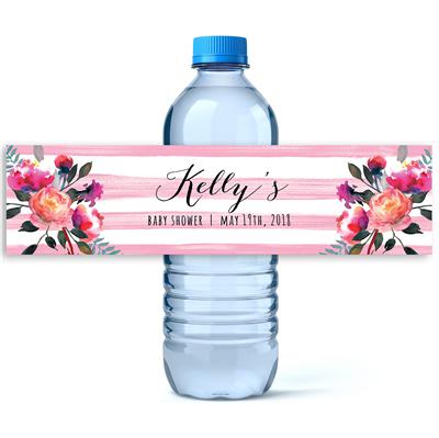 Blooming Girl Baby Shower Water Bottle Labels