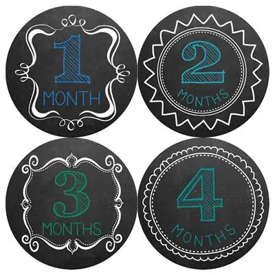 Blue Chalkboard Baby Month Stickers