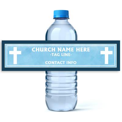 Blue Church Water Bottle Labels