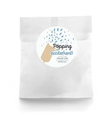 Blue Popping With Excitement Favor Labels