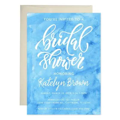 Blue Watercolors Baby Shower Invitations