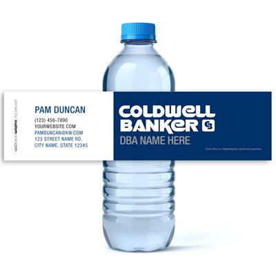Blue White Coldwell Banker Water Bottle Labels