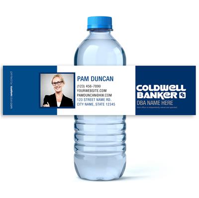 Blue White Photo Coldwell Banker Water Bottle Labels