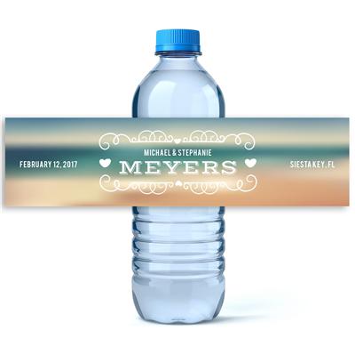 Blurry Beach Water Bottle Labels