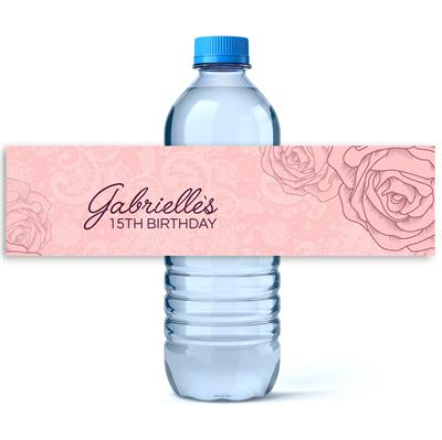 Blush Roses Water Bottle Labels