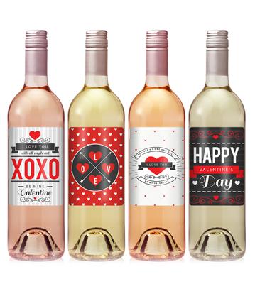 Bold Red Valentine Wine Label Set