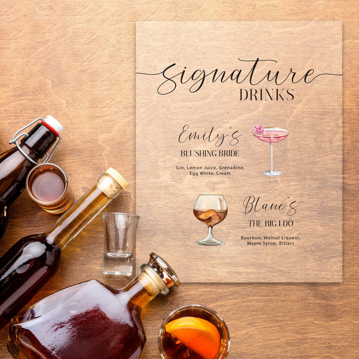 Bride and Groom Cocktails Signature Drink Sign