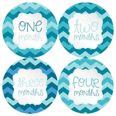 Bright Blue Baby Month Stickers