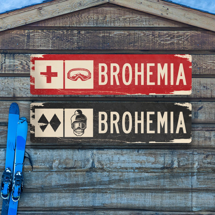 Brohemia Ski Trail Distressed Metal Sign