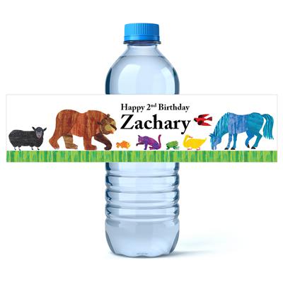 Brown Bear Birthday Water Bottle Labels