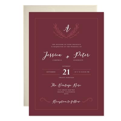 Burgundy Monogram Wedding Invitations