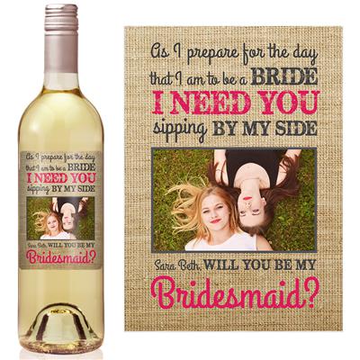 Burlap Bridesmaid Wine Label