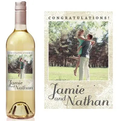 Burlap Lace Wedding Wine Label