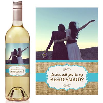 Burlap Wedding Bridesmaid Wine Label