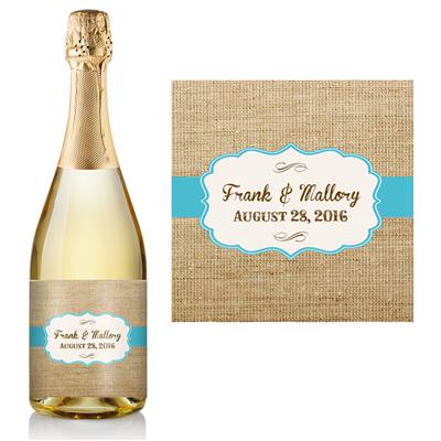 Burlap Wedding Frame Champagne Label