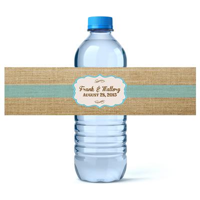 Burlap Wedding Frame Water Bottle Labels