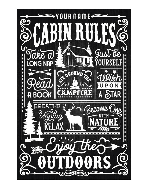 Cabin Rules Metal Sign