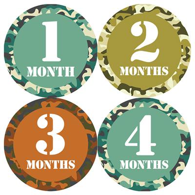 Camo Baby Month Stickers
