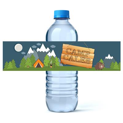 Camping Birthday Water Bottle Labels