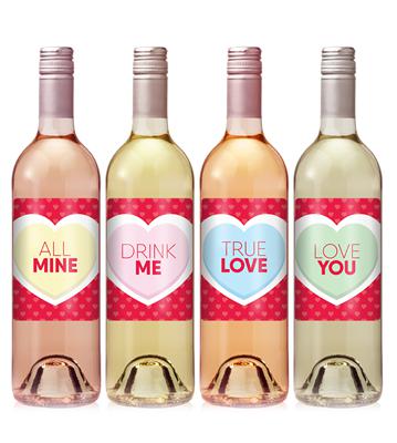 Candy Heart Valentine Wine Label Set