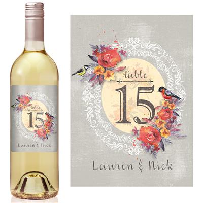 Canvas Birds Number Table Number Wine Label