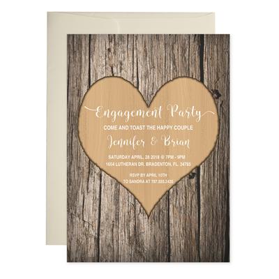 Carved Tree Engagement Invitations