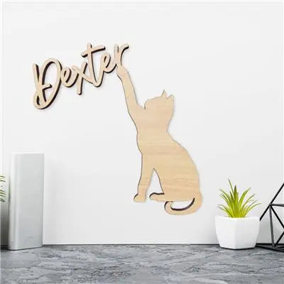 Cat Wood Name Sign