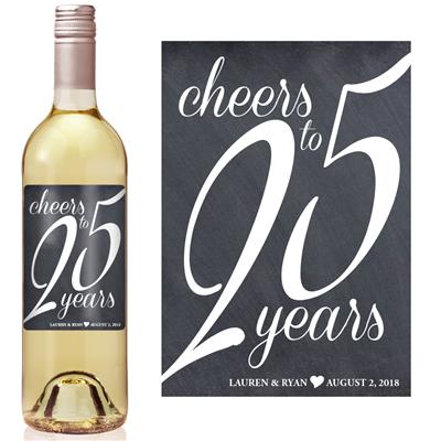 Chalkboard 25th Anniversary Script Wine Label