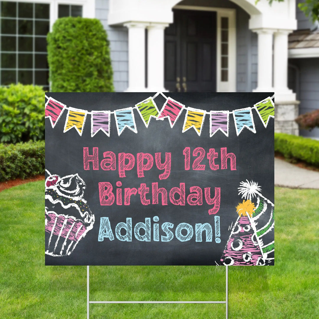 Chalkboard Banner Birthday Yard Signs - iCustomLabel