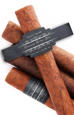 Chalkboard Fancy Script Business Cigar Bands