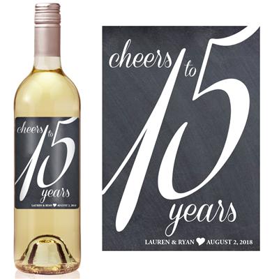 Chalkboard Fifteenth Anniversary Script Wine Label
