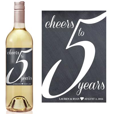Chalkboard Fifth Anniversary Script Wine Label
