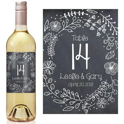 Chalkboard Floral Table Number Wine Label