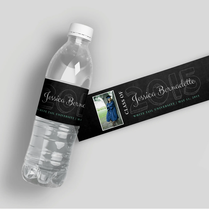 Chalkboard Graduation Water Bottle Labels - iCustomLabel