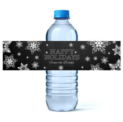 Chalkboard Snowflakes Water Bottle Labels