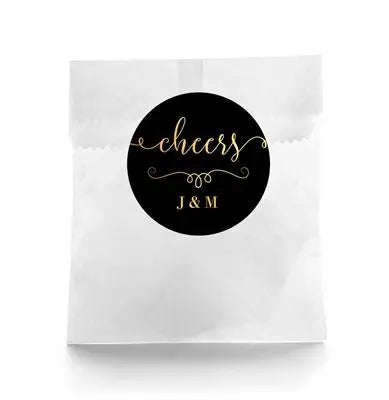 Cheers Gold Wedding Favor Labels