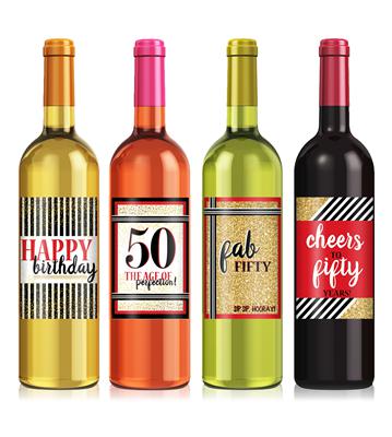 Cheers to 50 Birthday Wine Label Set