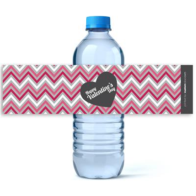 Chevron Valentines Day Water Bottle Labels