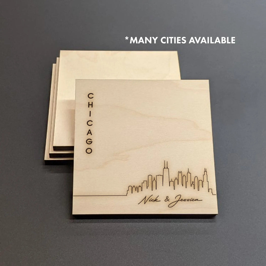 Chicago Skyline Wood Coasters