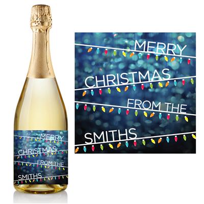 Christmas Lights Champagne Label