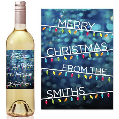 Christmas Lights Wine Label