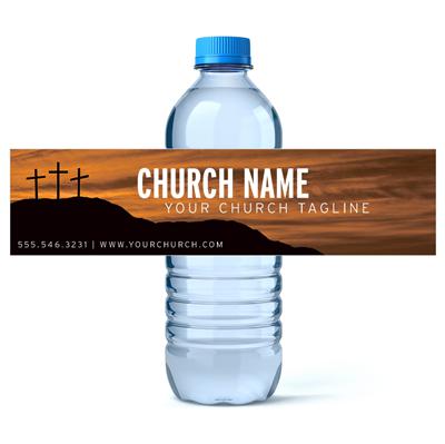 Church Cross Water Bottle Labels
