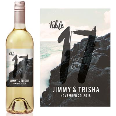 Cliff Waves Table Number Wine Label