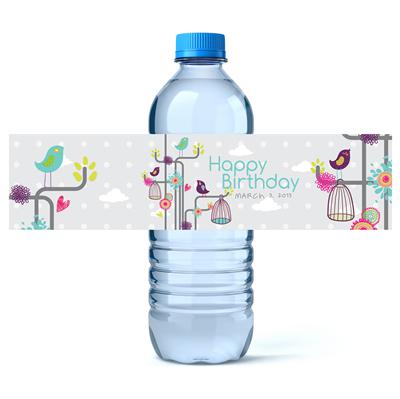 Colorful Birds Water Bottle Labels