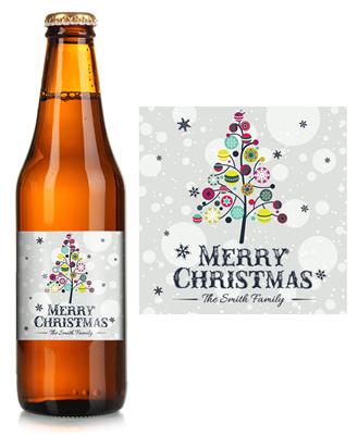 Colorful Christmas Tree Beer Label