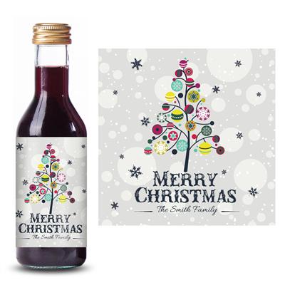 Colorful Christmas Tree Mini Wine Label