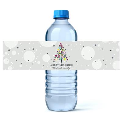 Colorful Christmas Tree Water Bottle Labels