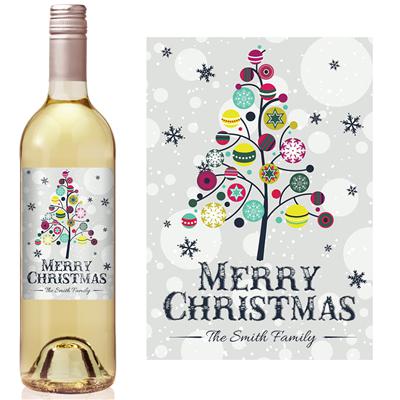 Colorful Christmas Tree Wine Label